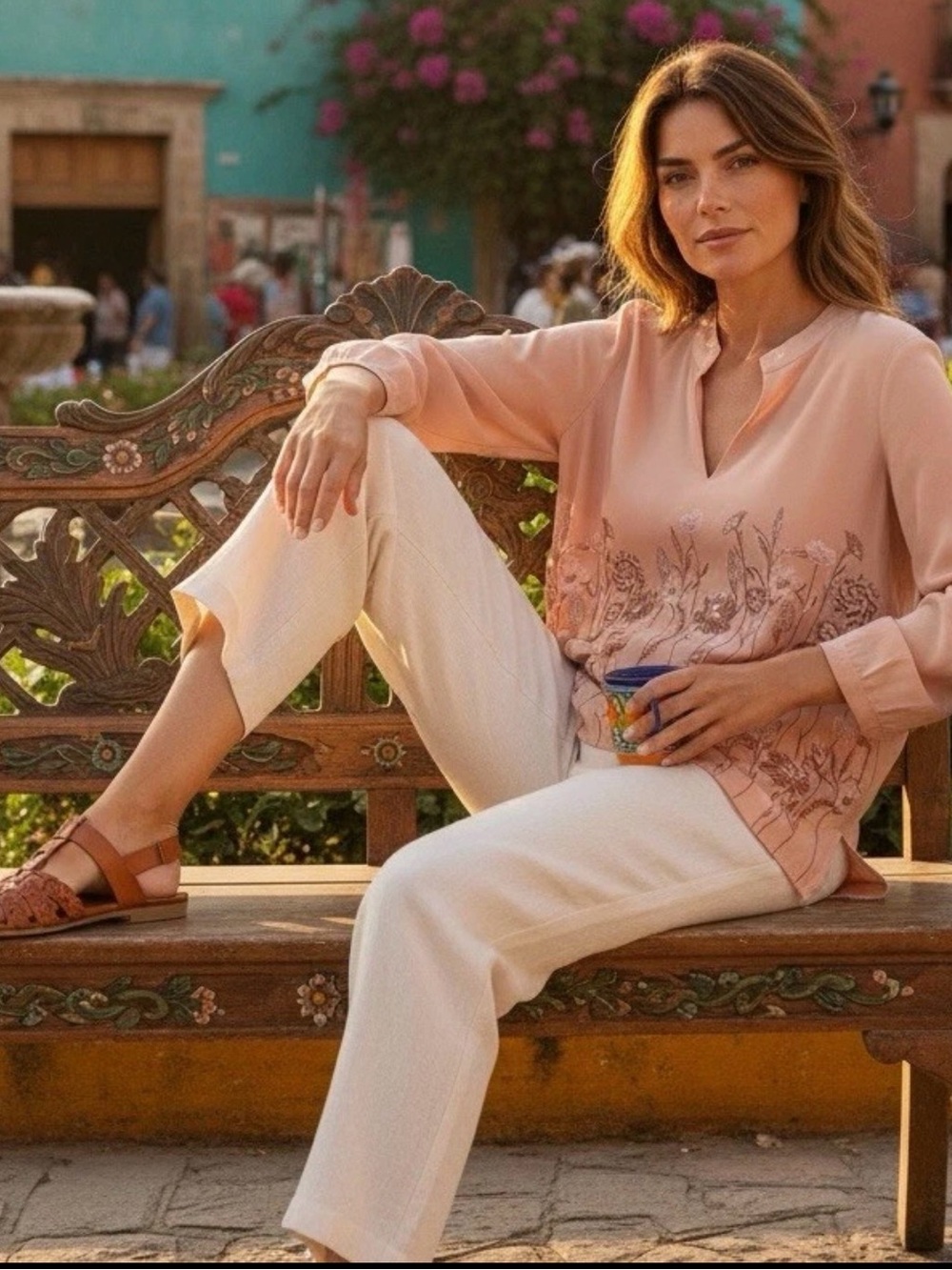 New Spartina 449 Embroidered Nicolette Blouse S